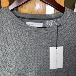 Alex Cannon Mens XL Sweater GRAY Cable Knit Pullover Long Sleeve Crew Neck NEW